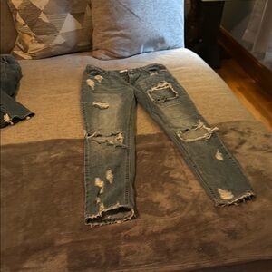 Almost Famous Blue Boyfriend Jeans Distressed Style